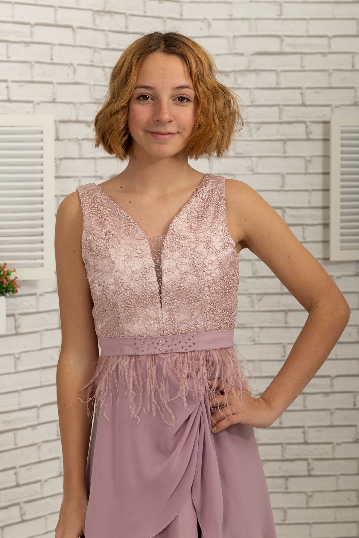 Тело с кружевной отделкой, юбка подробно шифон девушка детское вечернее платье 494 порошок