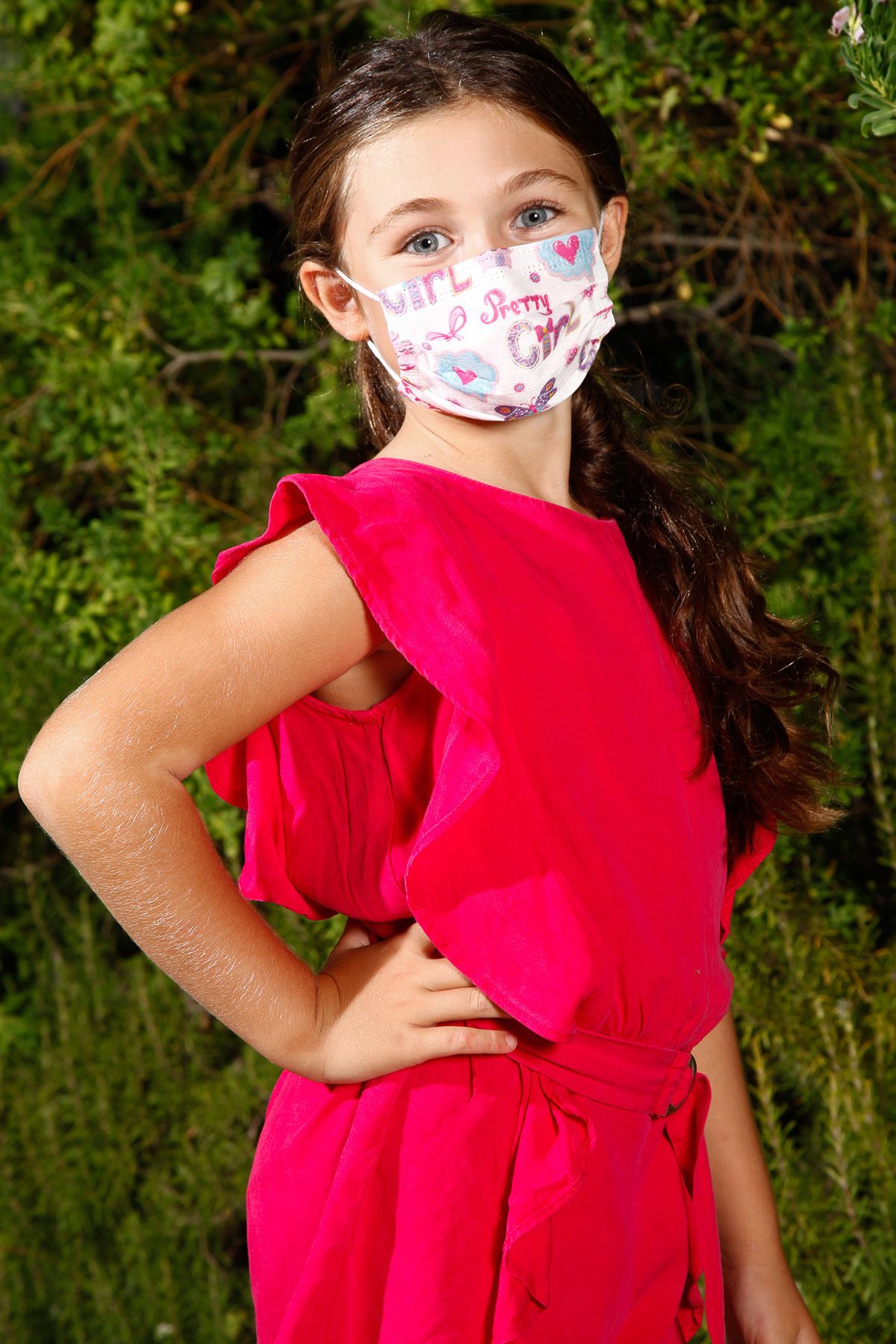 Disponibel elastisk medicinsk barn ansiktsmask fjäril mönster 10-pack