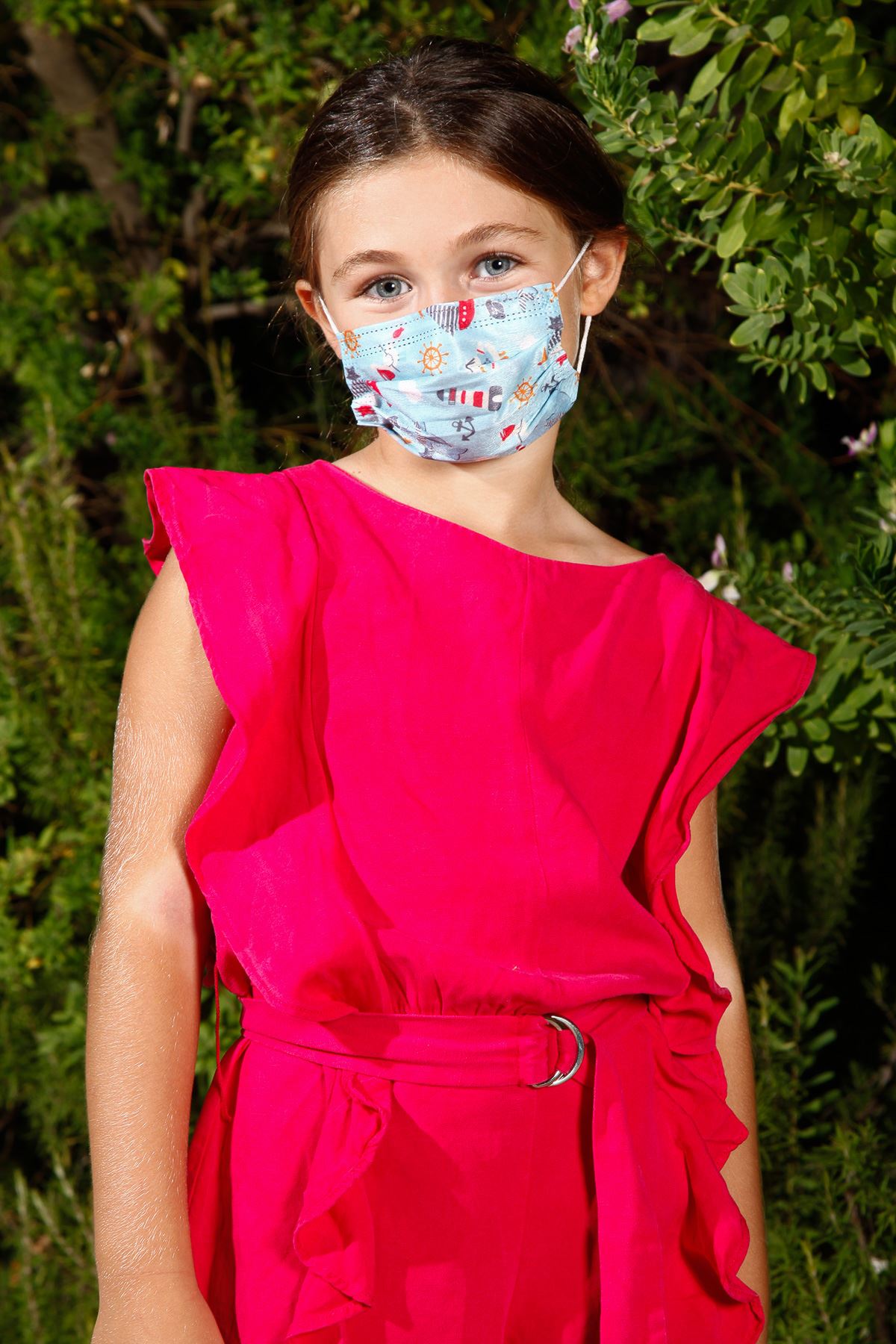 Jednorazowa druciana elastyczna medyczna maska ​​na twarz dziecka z niebieskim wzorem morskim 10 szt
