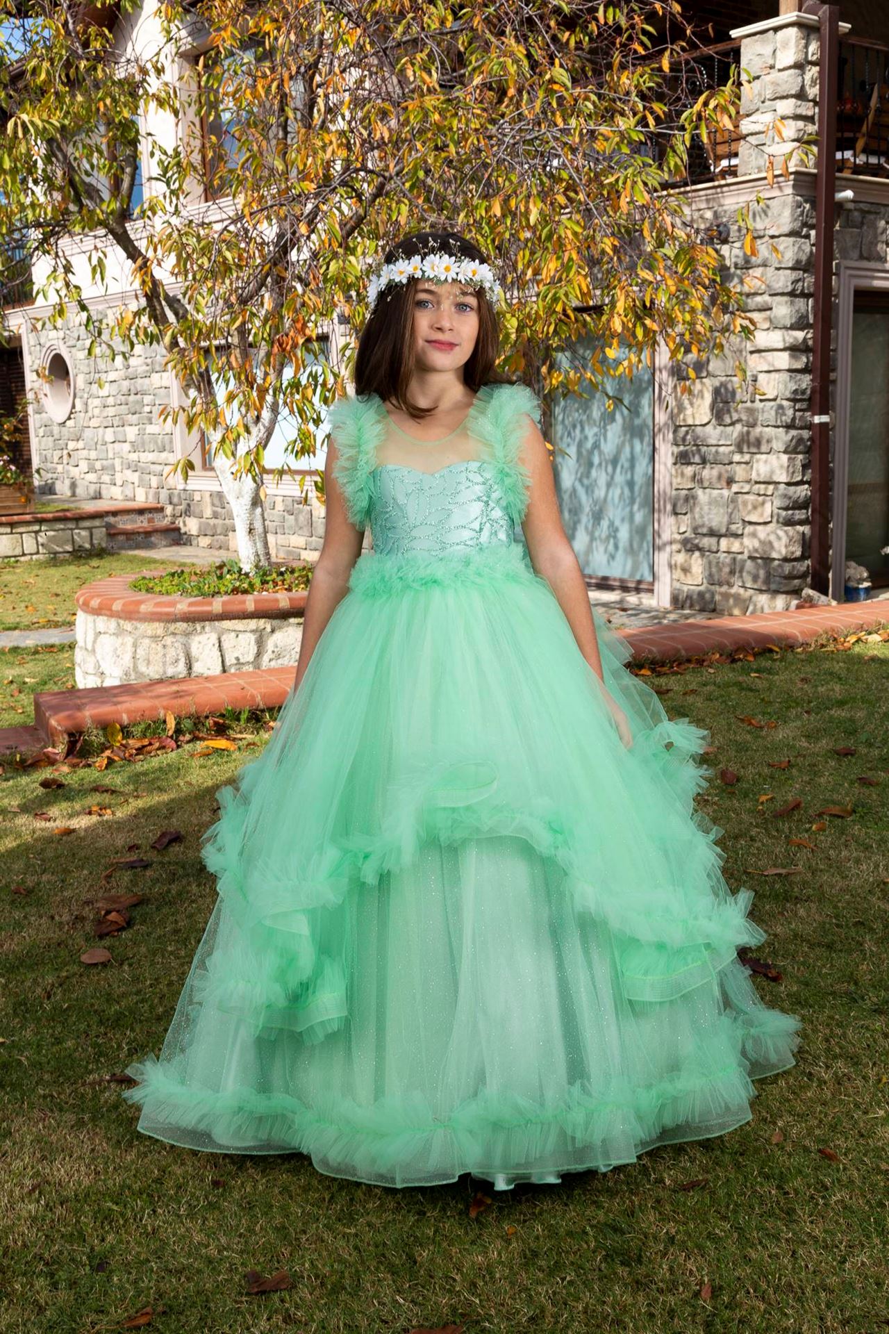 Vestido Nina Lumina 7 11 Anos 30078 Verde Agua Mayorista y fabricante An l Kids