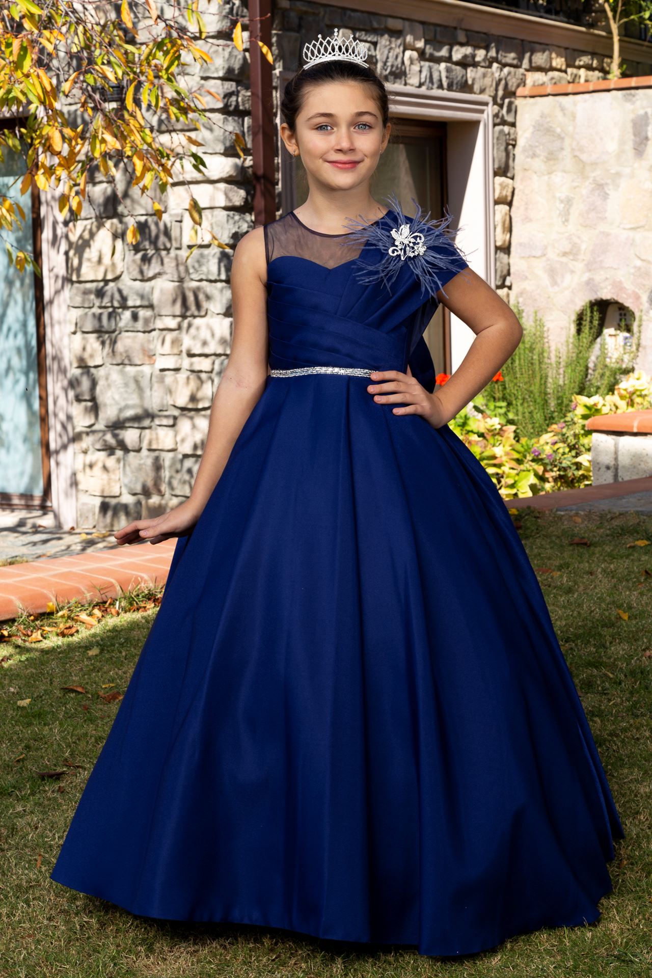 Girls navy and white dress deals