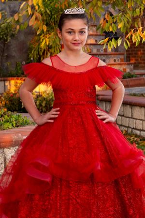 Divine 3-7 Yaş Kız Çocuk Elbise 20082 Kırmızı