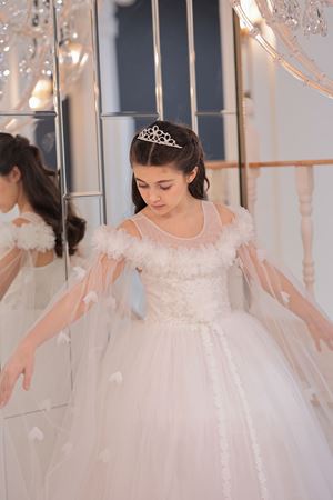 London 7-11 Yaş Kız Çocuk Elbise 30108 Kırık Beyaz