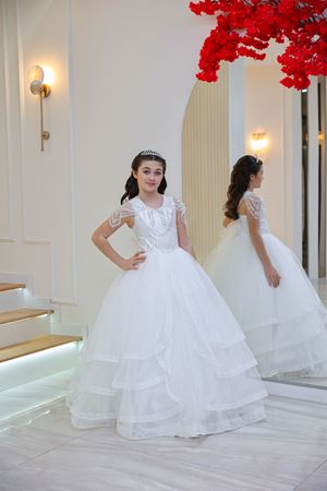 Iris 7-11 Yaş Kız Çocuk Elbise 30113 Kırık Beyaz