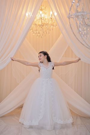 Iberia 7-11 Yaş Kız Çocuk Elbise 30109 Kırık Beyaz