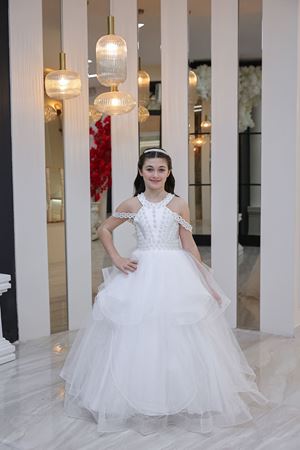 Bella 7-11 Yaş Kız Çocuk Elbise 30125 Kırık Beyaz