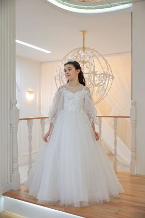 Sicily 7-11 Yaş Kız Çocuk Elbise 30115 Kırık Beyaz