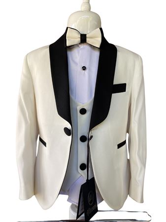 Amethyst 4-8 Yaş Erkek Çocuk Takım Elbise 5'Li Set 60009 Kırık Beyaz