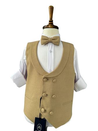 Angelic 1-8 Yaş Erkek Çocuk Yelekli Takım 4'lü Set 60015 Bej