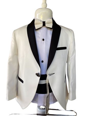 Azimuth 9-13 Yaş Erkek Çocuk Takım Elbise 5'Li Set 70017 Kırık Beyaz