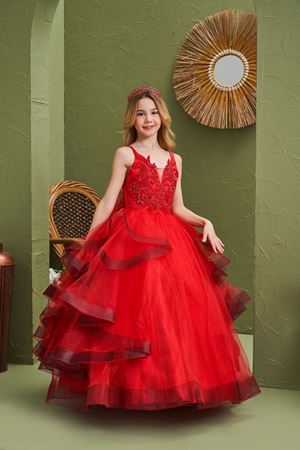 Artemis 7-11 Yaş Kız Çocuk Elbise 30163 Kırmızı