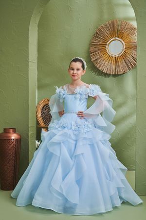 Leto 2-6 Yaş Kız Çocuk Elbise 20195 Bebe Mavi