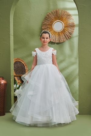 Euphoria 7-11 Yaş Kız Çocuk Elbise 30199 Kırık Beyaz