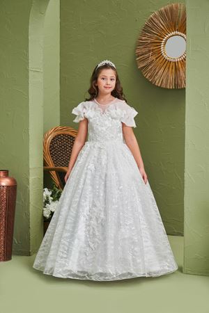 Florence 7-11 Yaş Kız Çocuk Elbise 30181 Kırık Beyaz