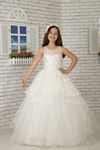 Rendas florais tridimensionais, detalhes de saia, Vestido De Noite De Menina fofinha 609 creme