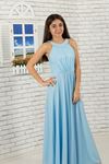 Pas a krk detailní, stříbřité šifon dívka děti večerní šaty 472 baby blue
