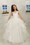 3D 사용자 정의 은빛 레이스 푹신한 소녀의 이브닝 드레스 629 크림