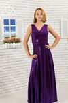 Sequin fabric, v-neck Girl Evening Dress 475 Purple