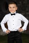 Кінський нашийник, чорні запонки, сорочка для хлопчика 1003 біла