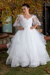 Larsa 7–11 Jahre altes Mädchenkleid 30063, gebrochenes Weiß