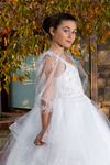Larsa 7–11 Jahre altes Mädchenkleid 30063, gebrochenes Weiß