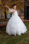 Larsa 7–11 Jahre altes Mädchenkleid 30063, gebrochenes Weiß