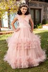 Pixie 7–11 Jahre altes Mädchenkleid 30080 Lachsfarben