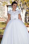 Vogue 7-11 ans robe fille 30086 blanc cassé