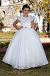 Vogue 7-11 ans robe fille 30086 blanc cassé