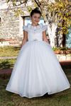 Vogue 7-11 ans robe fille 30086 blanc cassé