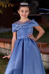 Abito Bambina 7-11 Anni Colomba 40003 Indaco