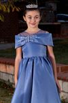Abito Bambina 7-11 Anni Colomba 40003 Indaco
