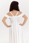 Aquamarinfarbenes Mädchenkleid für 12–16 Jahre, 50004, gebrochenes Weiß