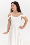 Aquamarinfarbenes Mädchenkleid für 12–16 Jahre, 50004, gebrochenes Weiß