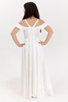 Aquamarinfarbenes Mädchenkleid für 12–16 Jahre, 50004, gebrochenes Weiß
