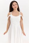 Aquamarinfarbenes Mädchenkleid für 12–16 Jahre, 50004, gebrochenes Weiß