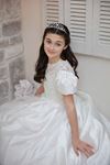 فستان بنات عمر 7-11 سنة من Caelum رقم 30148 أبيض مائل للبيج