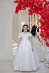 فستان بنات عمر 7-11 سنة من Caelum رقم 30148 أبيض مائل للبيج