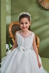 Luna 7-11 Yaş Kız Çocuk Elbise 30167 Kırık Beyaz