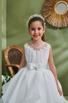 Luna 7-11 Yaş Kız Çocuk Elbise 30167 Kırık Beyaz