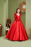 Exquisite 7-11 Yaş Kız Çocuk Elbise 30182 Kırmızı