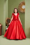 Exquisite 7-11 Yaş Kız Çocuk Elbise 30182 Kırmızı