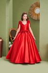 Exquisite 7-11 Yaş Kız Çocuk Elbise 30182 Kırmızı