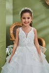 Elegance 2-6 Yaş Kız Çocuk Elbise 20177 Kırık Beyaz