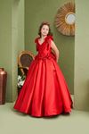 Exquisite 7-11 Yaş Kız Çocuk Elbise 30182 Kırmızı